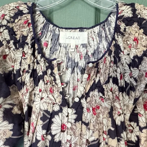 ❤️ THE GREAT FLOWY DAISY FLORAL COTTON MIDI DRESS BALLOON SLEEVES PEASANT BOHO - Picture 5 of 10